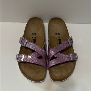 Birkenstock Yao Suede Leather Washed Metallic Purple - Women's size 40 (9-9.5)